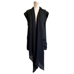 Black Lightweight Sheer Cowl Neck Vest
